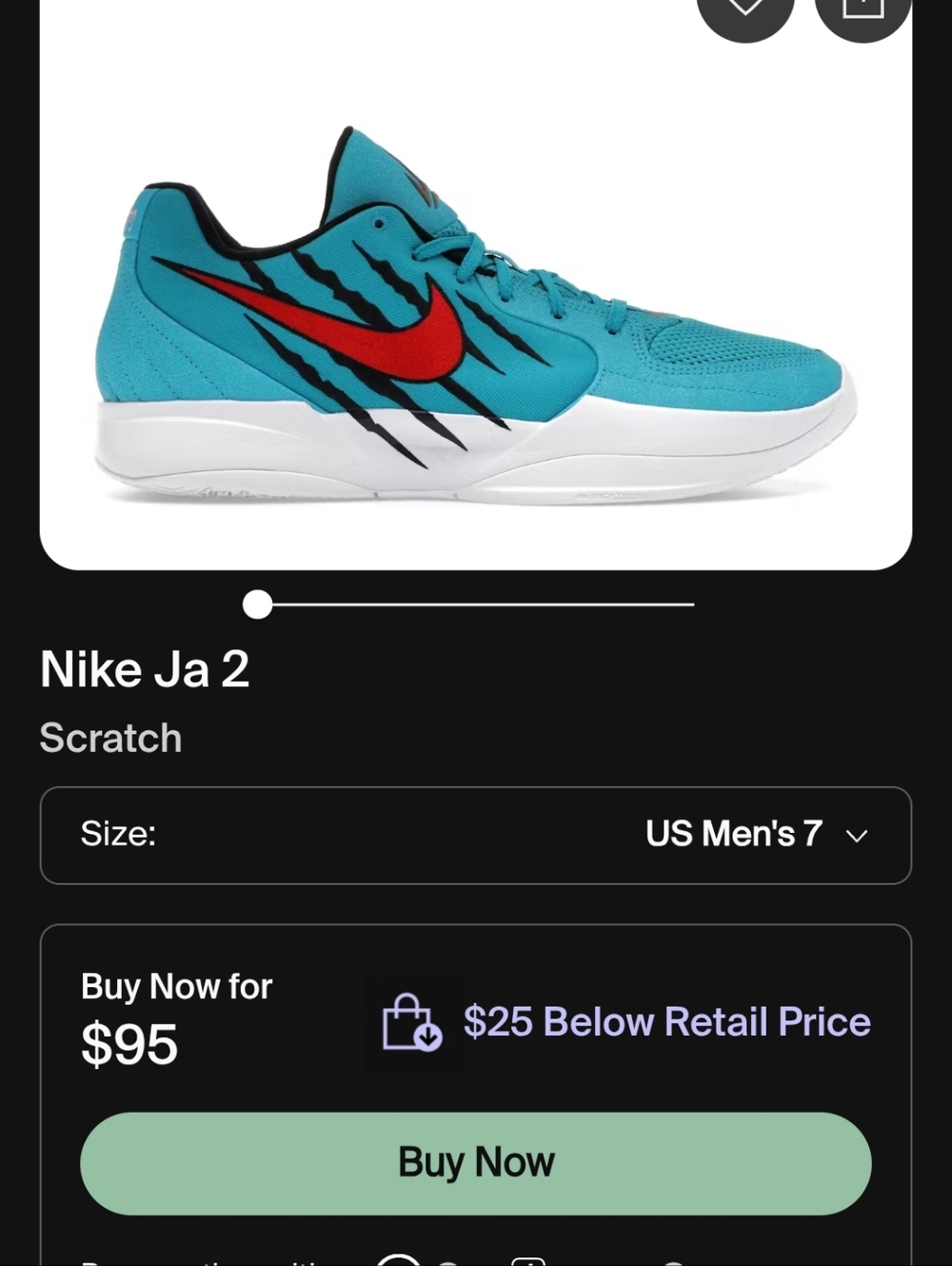 Nike Ja Morant Teal Low-Top Sneakers with Red Swoosh